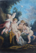 Load image into Gallery viewer, Eleanor Boyle 1825-1916. A watercolour after Francois Boucher. Putti with Birds.