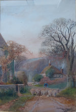 Load image into Gallery viewer, Henry Charles Fox, British 1855-1929. Shepherd in Village. Watercolour.
