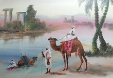 Load image into Gallery viewer, Scene at an Oasis. Early 20th Century British Orientalist School
