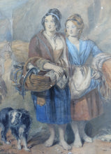 Load image into Gallery viewer, 19th Century British School watercolour of a mother and daughter during harvest.
