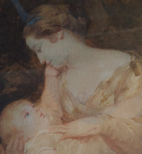 Load image into Gallery viewer, Portrait of Susanna Cecilia Hoare with her infant daughter, a watercolour after Joshua Reynolds.
