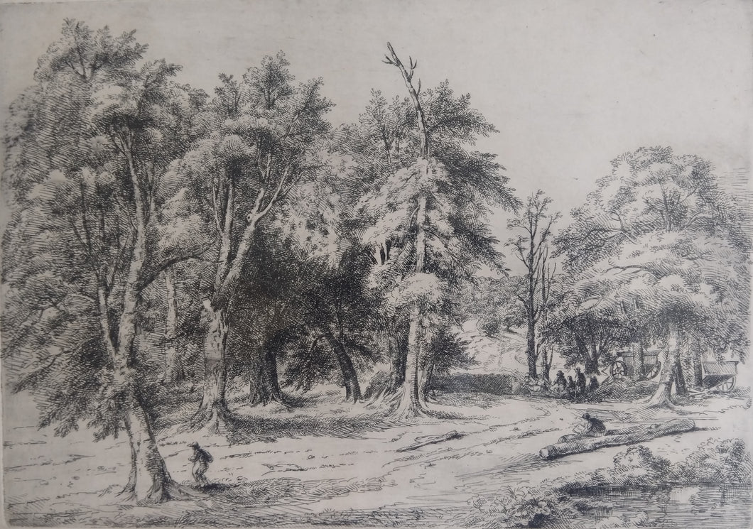 David Charles Read, British 1790-1851 dry point etching Lyndhurst, New Forest.