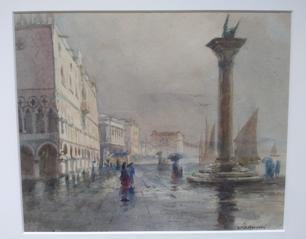 Emily Bibbens Warren, Anglo-Canadian 1869-1956: St. Mark's Square Venice. Watercolour.