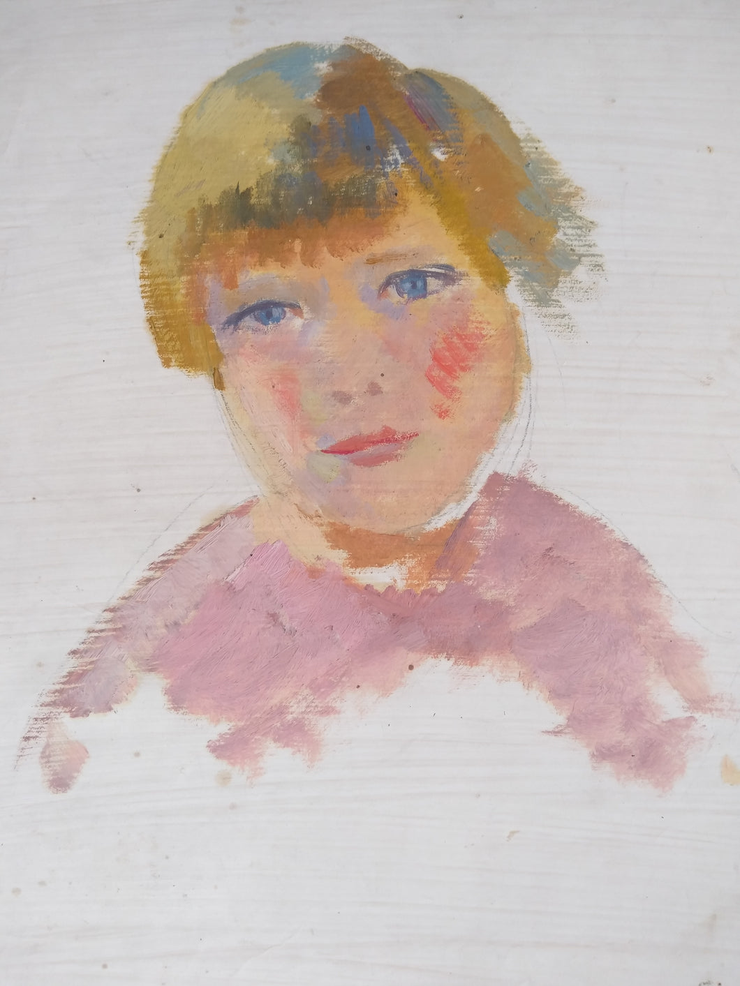 Florence May Asher 1888-1977, British artist. Oil sketch of a child