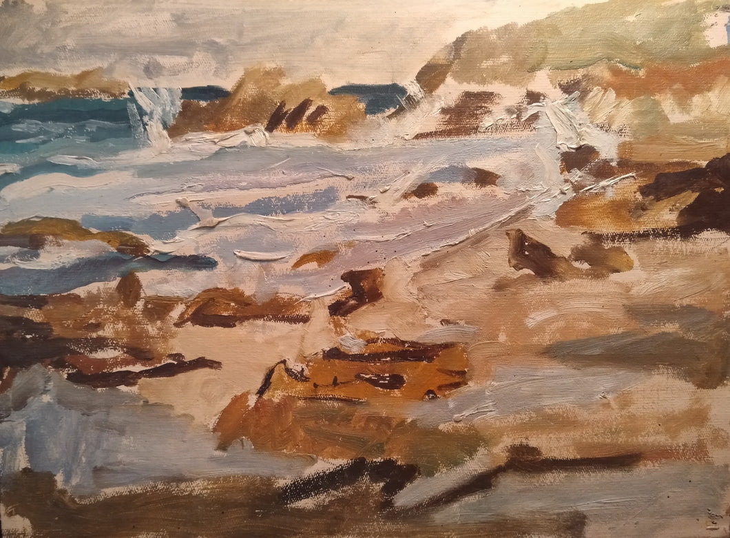 Florence May Asher 1888-1977, British artist. Seascape oil sketch