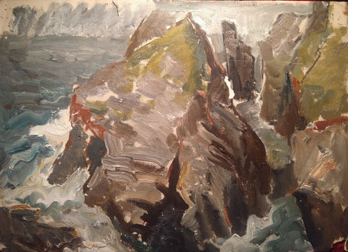 Florence May Asher 1888-1977, British artist. Seascape oil sketch.