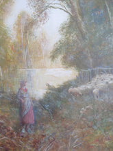 Load image into Gallery viewer, Frederick Hines 1852-1952: A Shepherdess. Watercolour
