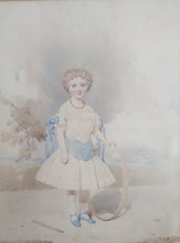 Load image into Gallery viewer, Kenneth Macleay RSA, RSW Scottish 1802-1878. Full length portrait of a young girl. Watercolour framed by Aitkin Dott of Edinburgh.
