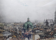 Load image into Gallery viewer, Luigi Kasimir 1881-1962 Etching in colours of the Vienna Skyline
