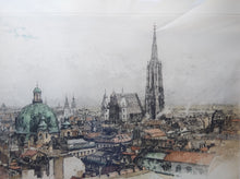 Load image into Gallery viewer, Luigi Kasimir 1881-1962 Etching in colours of the Vienna Skyline
