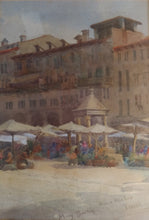 Load image into Gallery viewer, Mary Georgina Barton, Irish 1861-1949: The Piazza delle Erbe Verona. Watercolour.
