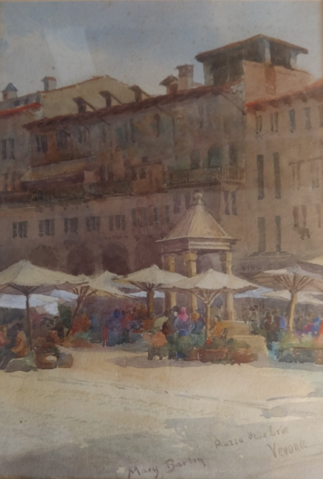 Mary Georgina Barton, Irish 1861-1949: The Piazza delle Erbe Verona. Watercolour.