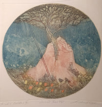 Load image into Gallery viewer, Michael Oelman: Jacob&#39;s Ladder II edition 1974 The Sacred Tree etching in colours
