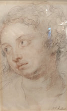 Load image into Gallery viewer, Peter Paul Rubens antique print after the Old Master drawing Head of a Woman
