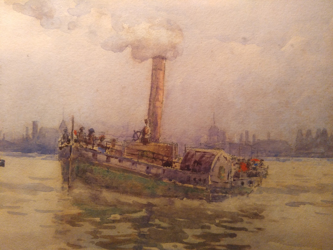 Rose Champion de Crespigny, British1859-1935: The Pool of London. Watercolour.