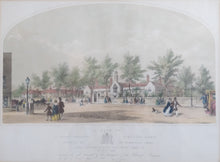 Load image into Gallery viewer, St. Peter&#39;s Hospital Stoke Newington Surrey/Fishmongers&#39; Almshouses a hand tinted colour etching 1849
