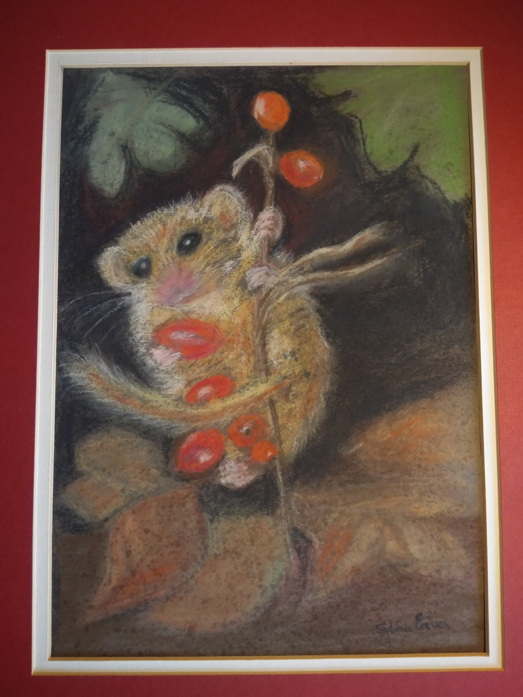 Sylvia Eaves contemporary artist. Dormouse. Pastel.