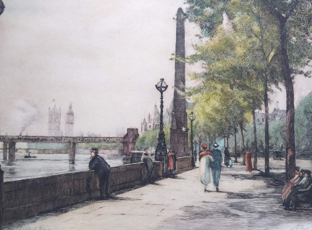 The Victoria Embankment looking towards Hungerford Bridge