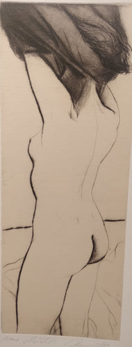 Gunnersbury Arts Ltd. Unknown Artist: black on white etching of a nude