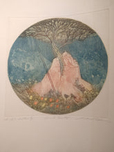 Load image into Gallery viewer, Michael Oelman: Jacob&#39;s Ladder II edition of 95 The Sacred Tree etching in colours
