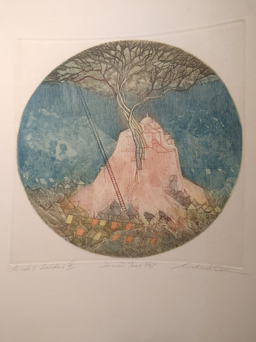 Michael Oelman: Jacob's Ladder II edition of 95 The Sacred Tree etching in colours